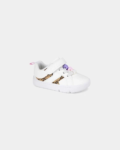 Baby Girl Every Step® First Walker Leopard Charm Sneakers - White