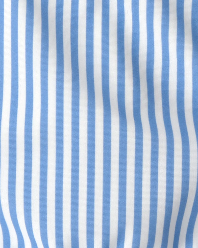 Toddler Girl 3-Piece Sailboat Long-Sleeve Rashguard Swimsuit Set - Blue