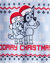 Toddler Boy Christmas Hooray Long-Sleeve Bluey™ Sweater - Blue