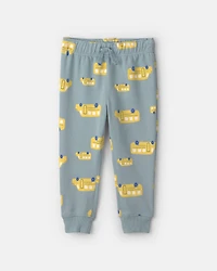 Toddler Boy 2-Piece School Bus French Terry Hoodie & Pant Set - Grey/Yellow
