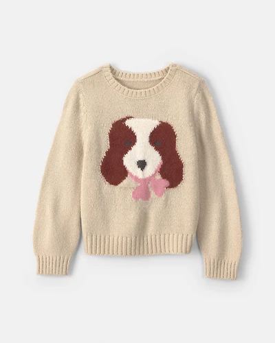 Toddler Girl Dog Sweater - Brown