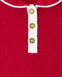 Toddler Girl Cotton Long-Sleeve Occasion Dress - Red