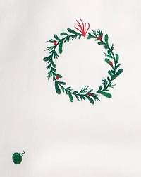 Baby Girl Wreath Print PurelySoft Short-Sleeve Bodysuit Dress - White