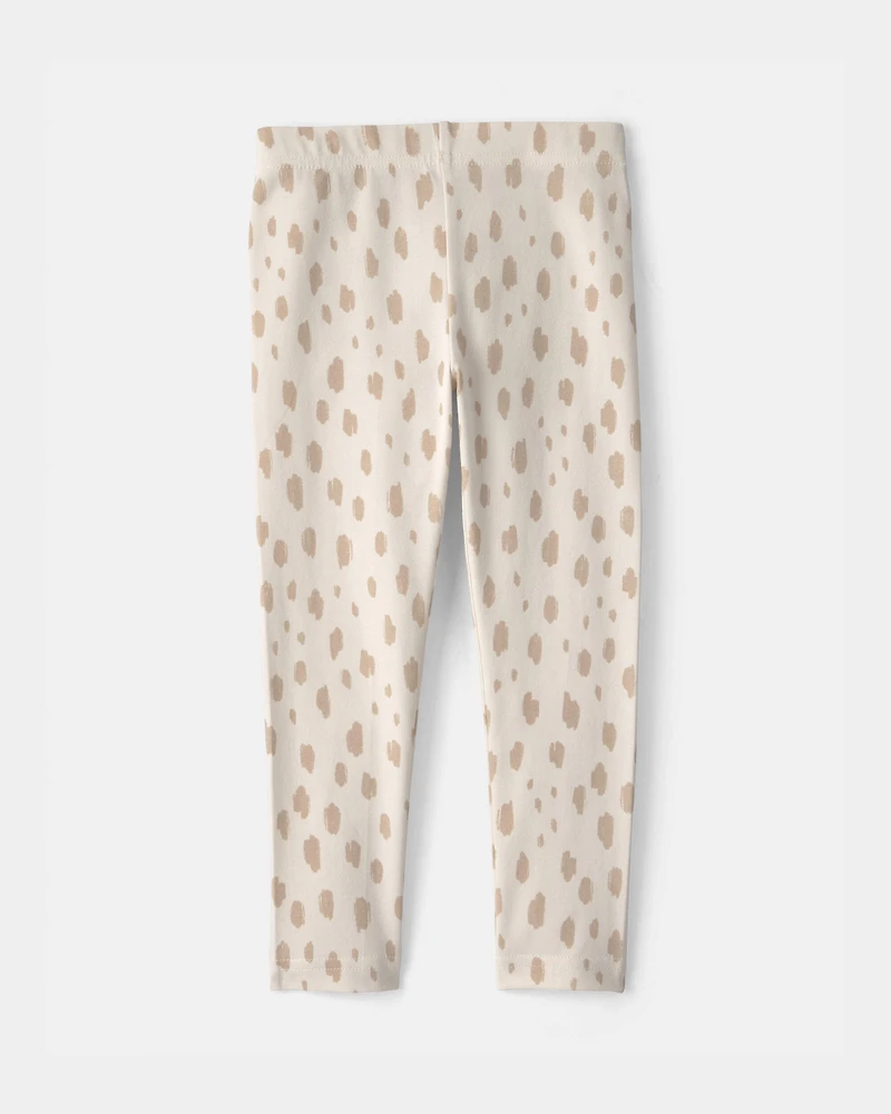Toddler Girl Dots Pull-On Stretch Leggings - Cream