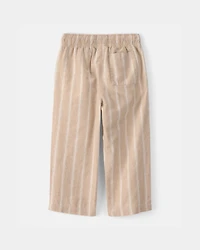 Toddler Striped Linen Pants - Brown