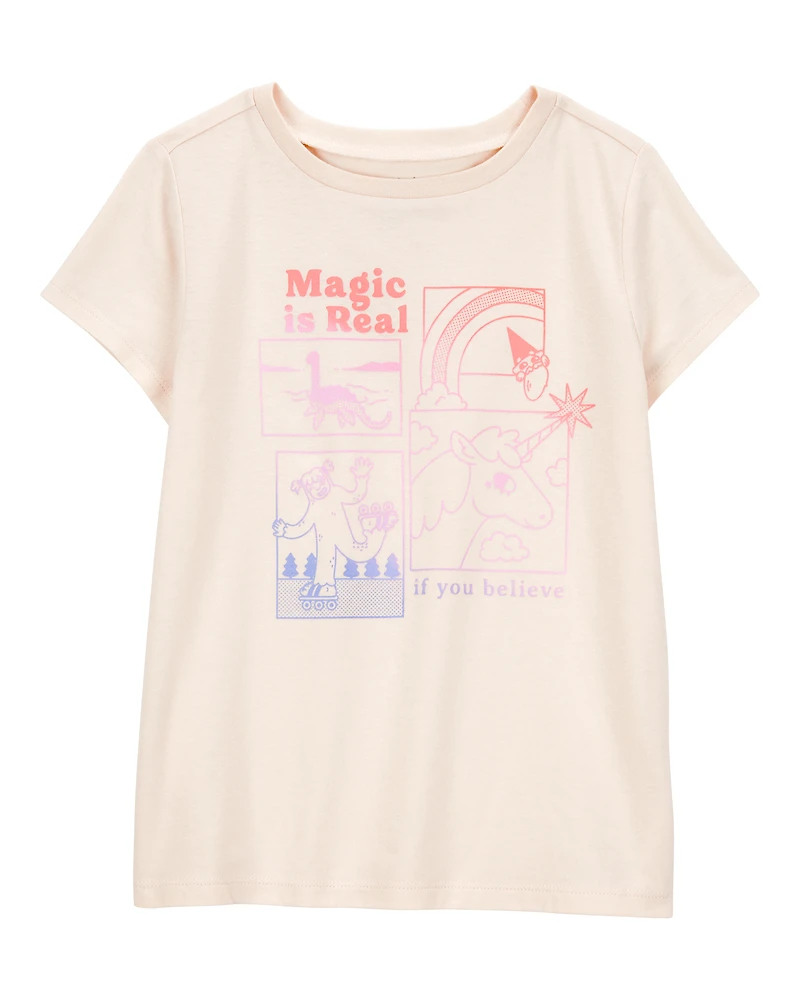 Girls Magic Is Real Short-Sleeve Graphic Tee - Ivory
