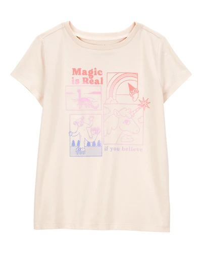Girls Magic Is Real Short-Sleeve Graphic Tee - Ivory