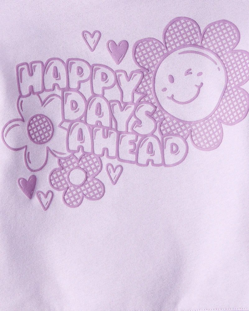 Toddler Girl 2-Piece Flower Graphic Long-Sleeve Hoodie & Pant Set - Purple