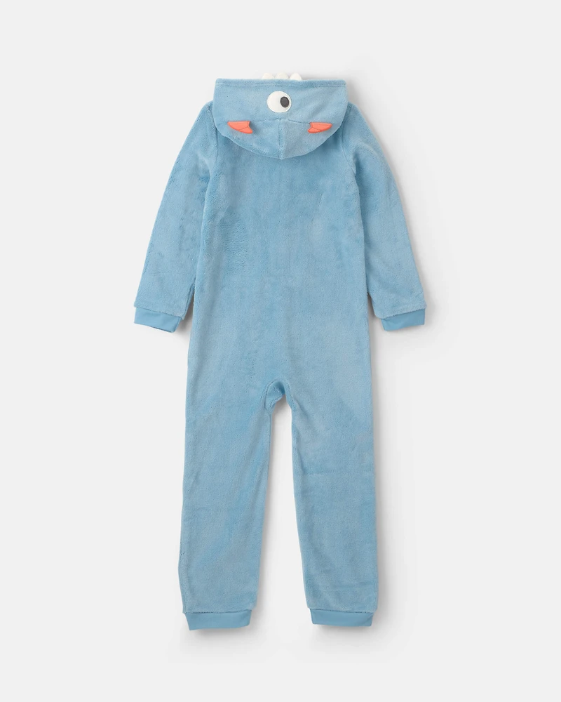 Boys 1-Piece Monster Halloween Fleece Pyjama Costume - Blue