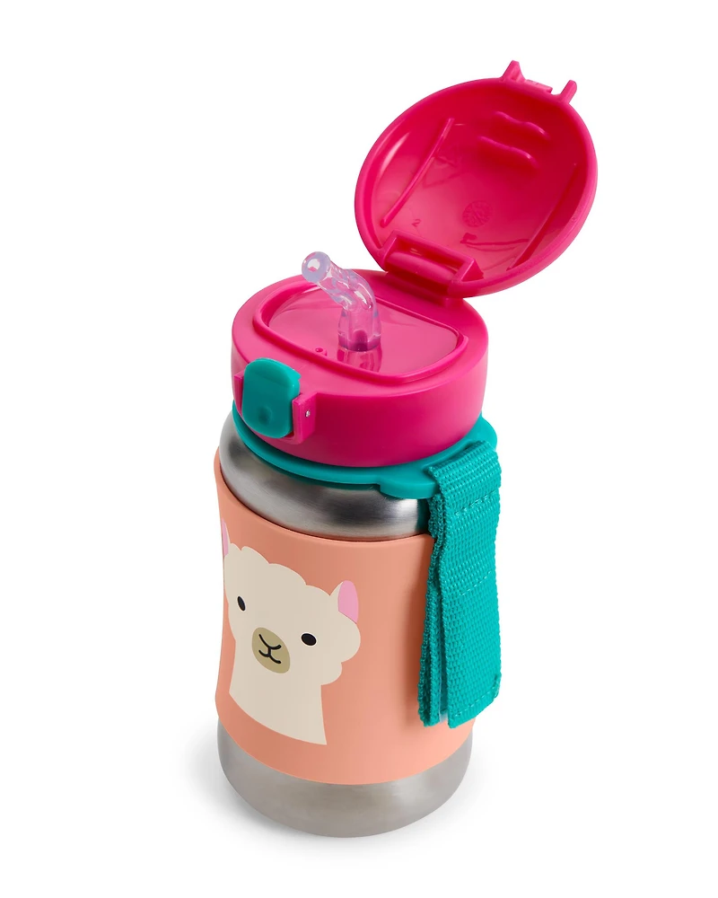Zoo Stainless Steel Little Kid Straw Bottle 