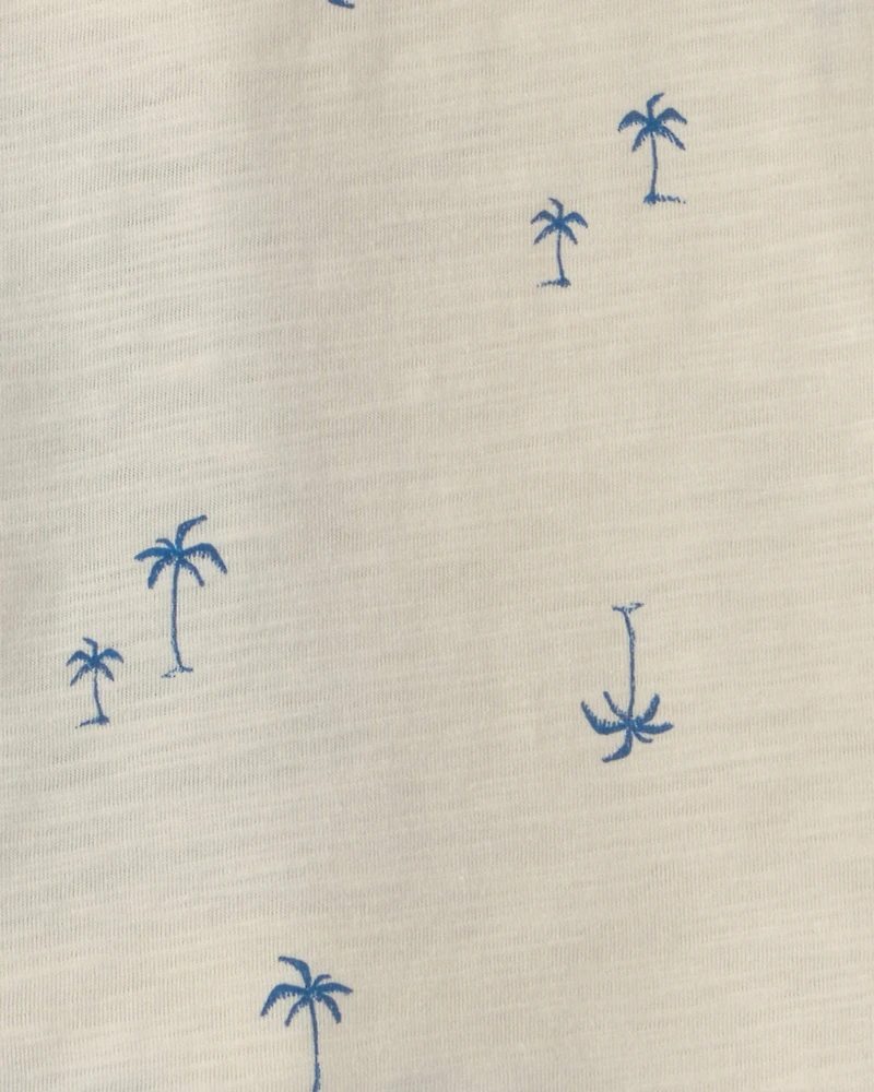 Toddler Boy 2-Piece Palm Tree Polo & Short Set - Blue/Ivory