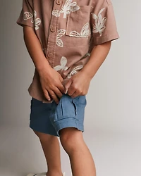 Toddler Boy Cargo Short with Zipper Pocket - Slate
