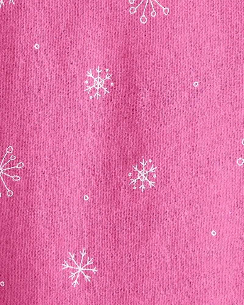 Baby Girl Snowflake Print Long-Sleeve Pocket Tee - Pink