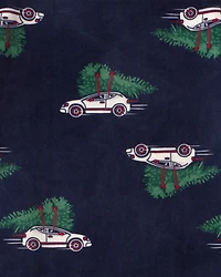 Boys Christmas Cars DreamPlush Long-Sleeve Snug Fit 2-Piece Pajamas - Navy