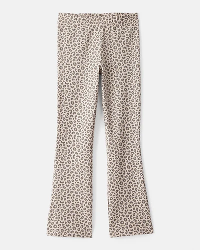 Girls Cotton Leopard Stretch Flare Leggings
