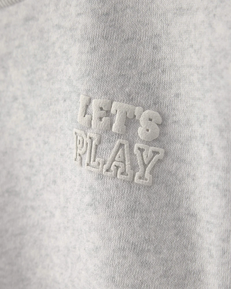 Toddler Girl 'Let's Play' Fleece Pullover Sweatshirt - Grey