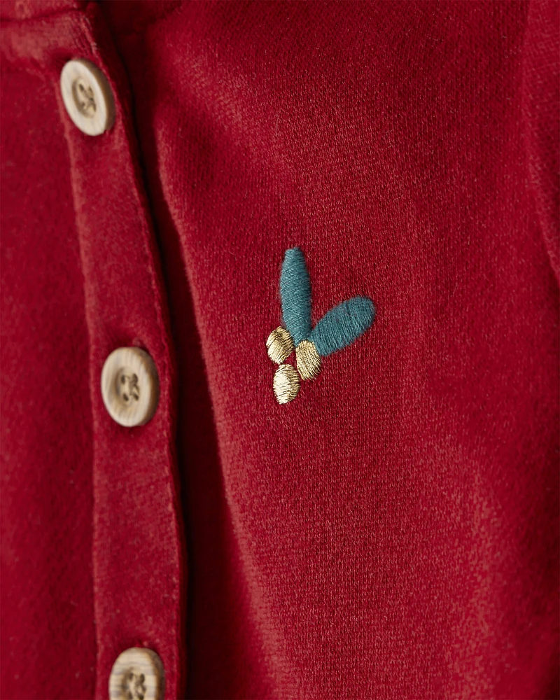 Baby Girl 3-Piece DayDream Fleece Floral Long-Sleeve Bodysuit & Pant Set - Red