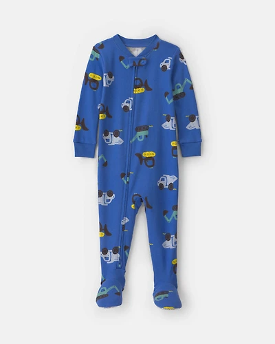 Baby Boy 1-Piece Construction 2-Way Zip 100% Cotton Snug Fit Pyjama - Blue