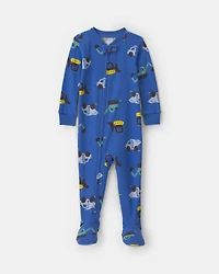 Baby Boy 1-Piece Construction 2-Way Zip 100% Cotton Snug Fit Pyjama - Blue