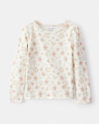 Toddler Girl Floral Velour Dress Set - Tan
