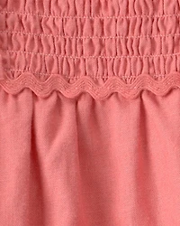 Baby Girl Ruffle Sleeveless Bodysuit Dress - Orange