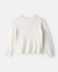 Toddler Girl Brushed Sweater - White