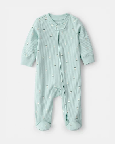 Baby Boy Sailboat 2-Way Zip Sleeper - Green