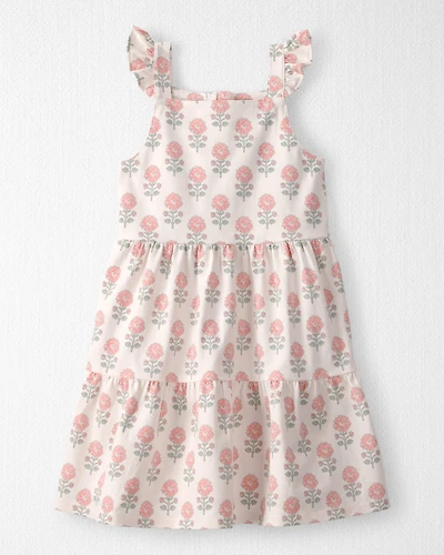 Toddler Girl Organic Cotton Tiered Dress Rosebud Petal Print