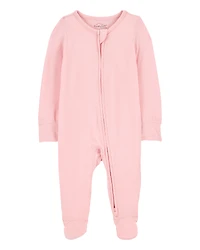 Baby Girl Solid 2-Way Zip PurelySoft Sleeper Pyjamas