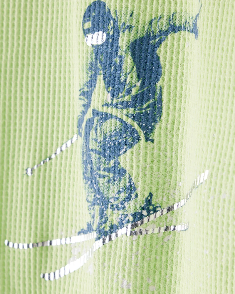 Boys Skiing Long-Sleeve Graphic Tee - Green