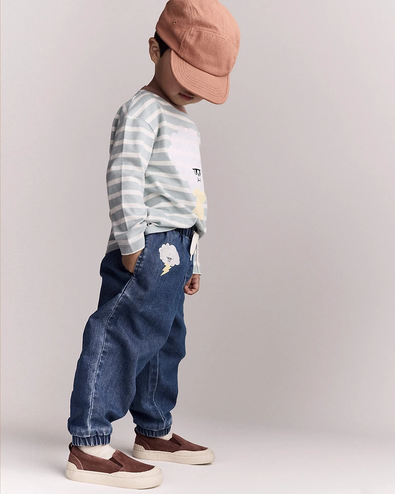 Toddler 'Splish, Splash' Jogger Pant Denim - Blue