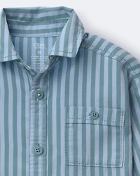 Toddler Boy Button-Down Long-Sleeve Shirt Stripes - Blue