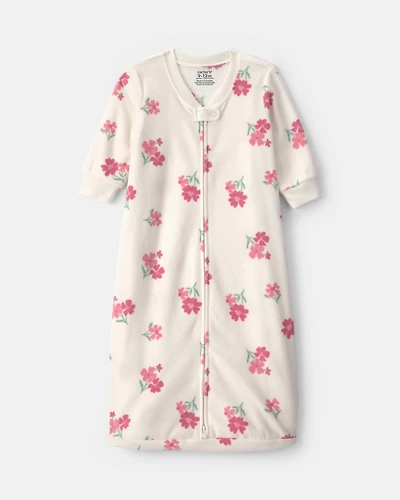 Baby Girl Floral Fleece Loose Fit Wearable Blanket - Cream