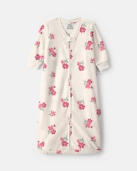 Baby Girl Floral Fleece Loose Fit Wearable Blanket - Cream