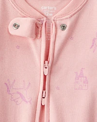 Baby Girl Fairy Star Print 100% Cotton Long-Sleeve Snug Fit 1-Piece pyjamas - Pink