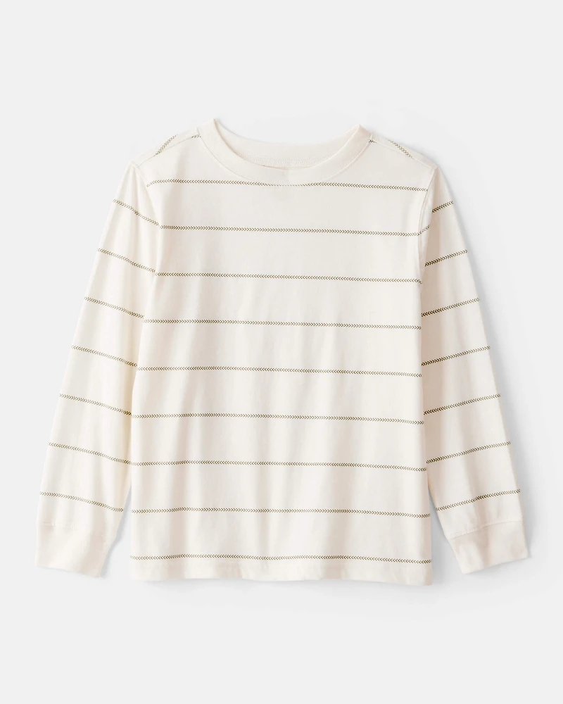 Boys Striped Long-Sleeve Tee - Ivory