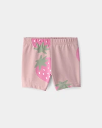 Baby Girl Strawberry Bike Shorts - Pink