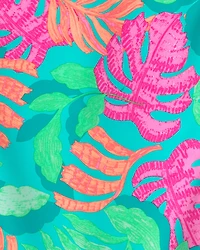 Girls Tropical Long-Sleeve 1-Piece Rashguard Swimsuit - Teal