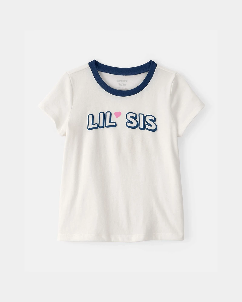 Toddler Girl 'Lil Sis' Graphic Tee - Ivory