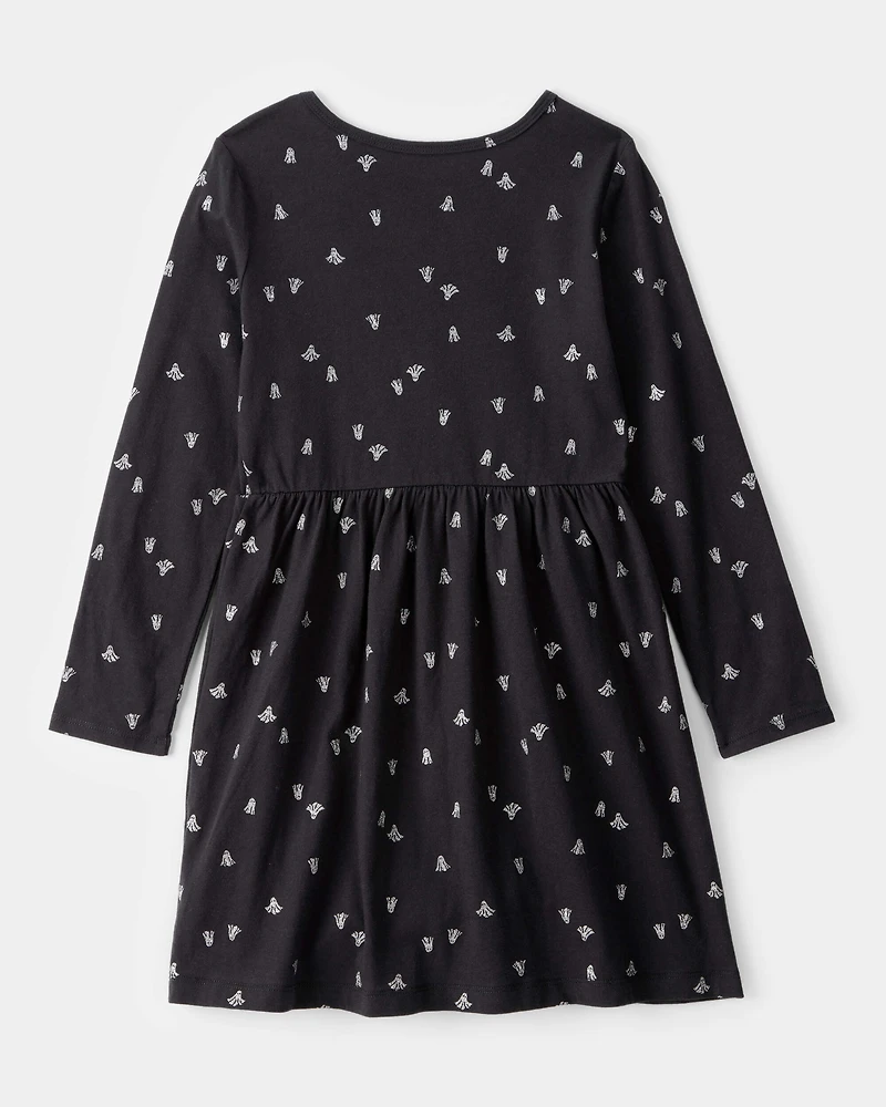 Girls Halloween Ghost Long-Sleeve Dress