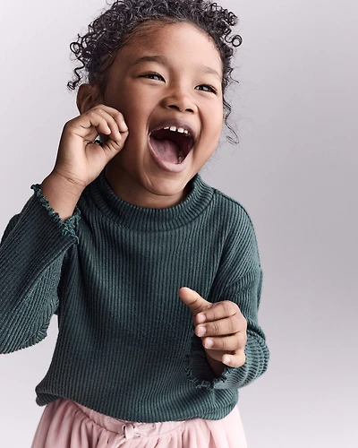 Toddler Girl Mock Neck Long-Sleeve Top - Dark Green