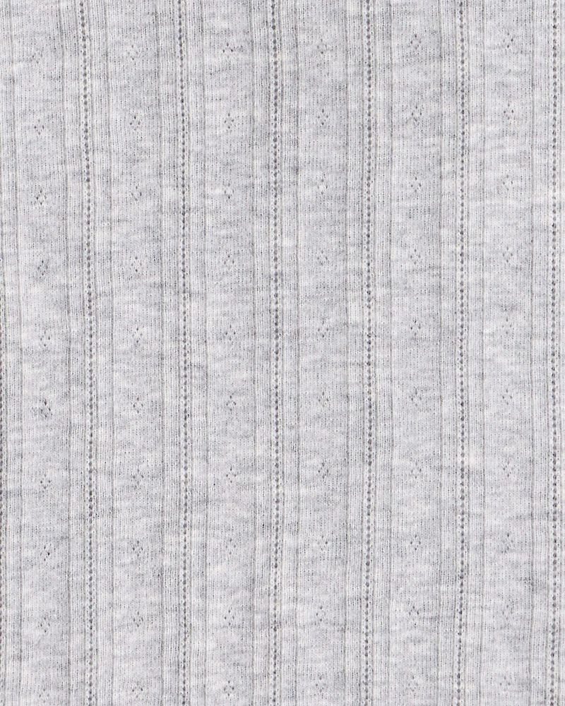 Girls Pointelle Long-Sleeve Top - Grey