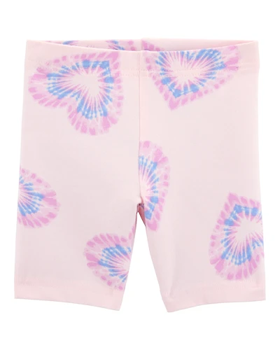 Baby Girl Heart Print Bike Shorts - Pink