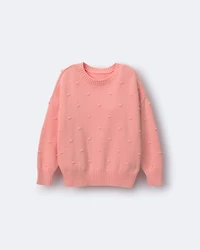 Toddler Girl Popcorn Sweater - Coral