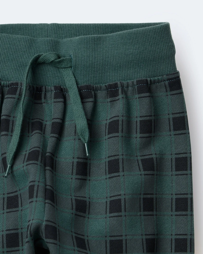 Toddler No-Seam Jogger Pant Plaid - Green/Black