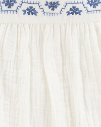 Baby Solid Flutter-Sleeve Dress - White