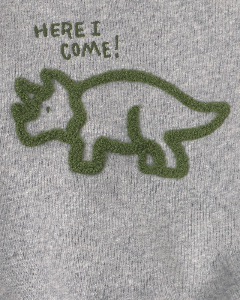 Baby Boy 2-Piece Dinosaur Fleece Pullover & Pant Set - Grey