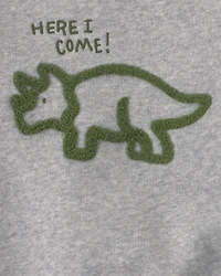 Baby Boy 2-Piece Dinosaur Fleece Pullover & Pant Set - Grey