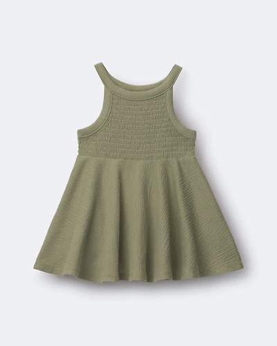 Toddler Girl Smocked Peplum Top - Olive