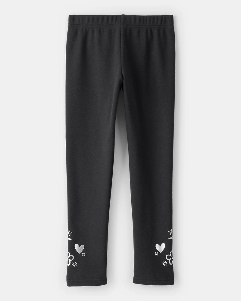 Girls Pull-On Stretch Cozy Leggings - Black